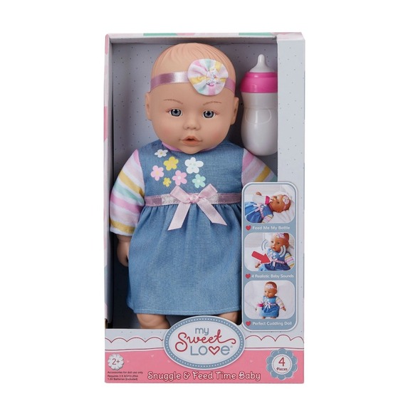 My Sweet Love Snuggle & Feed Time Baby Doll with Bottle Sounds Toy Gift - Picture 1 of 1